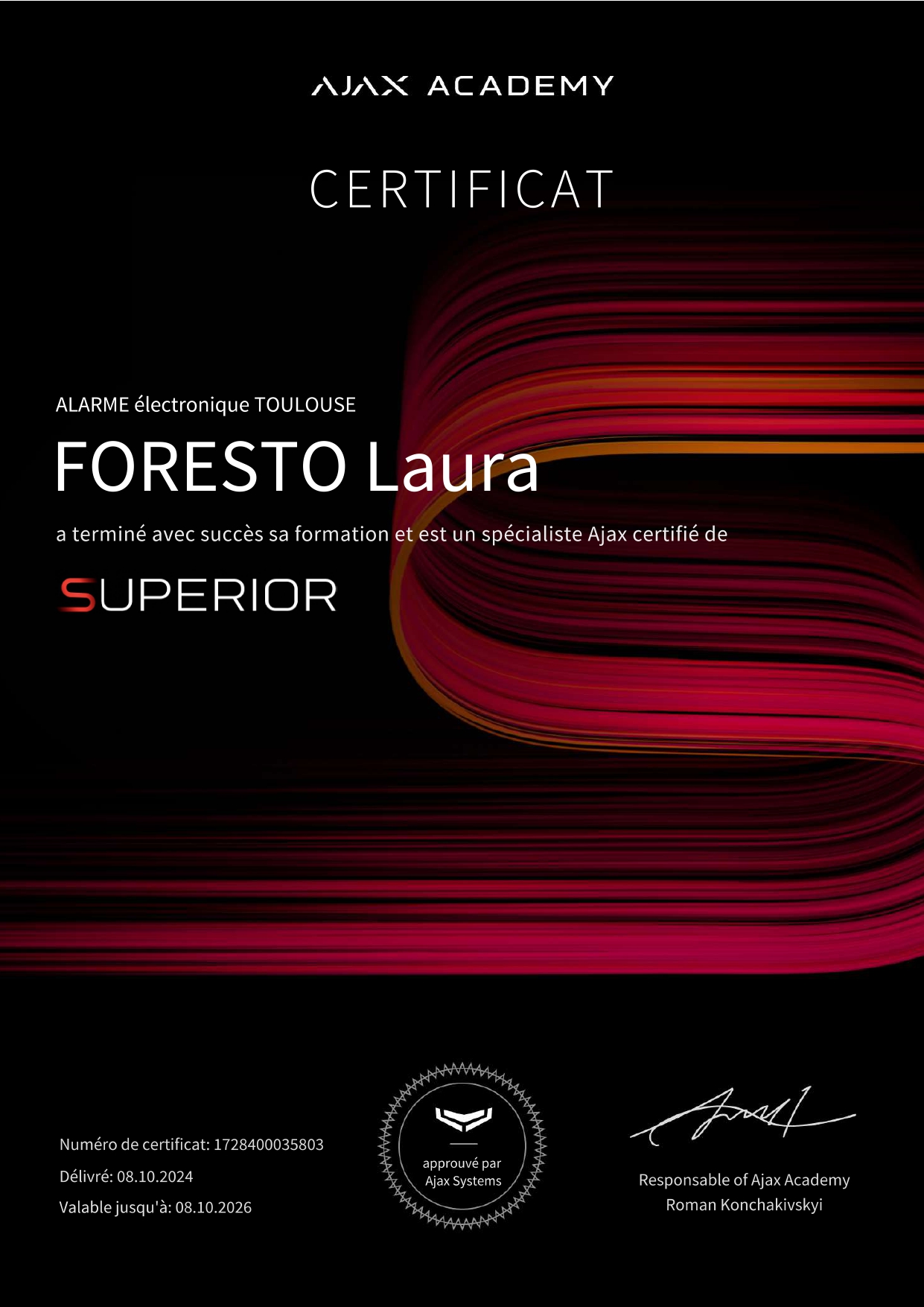 CERTIFICATION AJAX