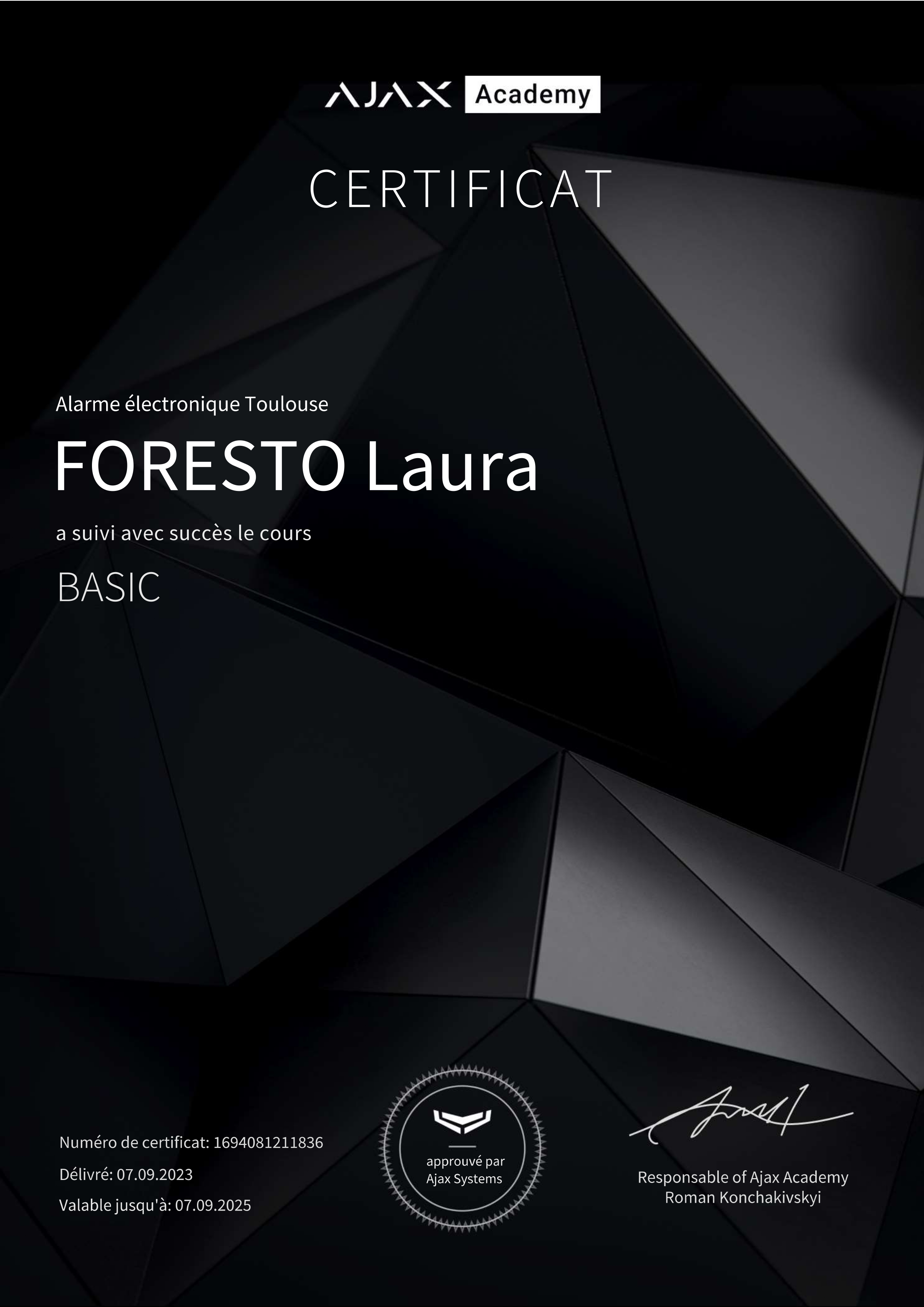 CERTIFICATION AJAX